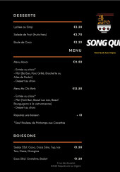 Menu Song Quê - Les desserts et bossons