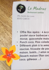 Menu Le ' Madras - les prestations