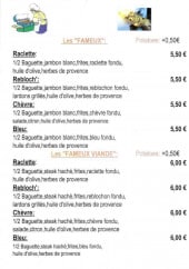 Menu La Tarente - Les viandes,...
