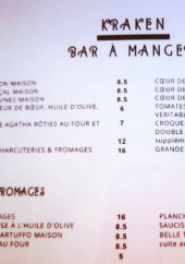 Menu Kraken - Extrait de la carte