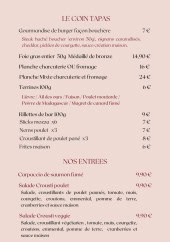 Menu L'Atelier By Vao - Les entrées et tapas