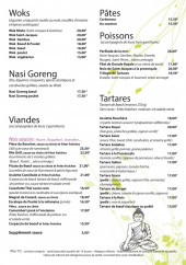 Menu L'instan't - Les pâtes, tartares......
