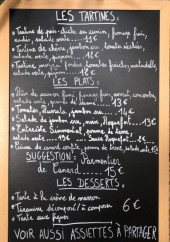 Menu Café du Siècle - les tartines, plats, ...