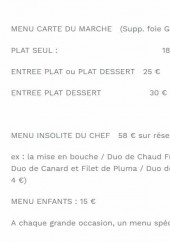 Menu Auberge de la Tuilière - Les formules