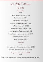 Menu Club House - Les viandes et poissons