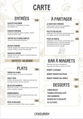 Menu L’exicurien - La carte