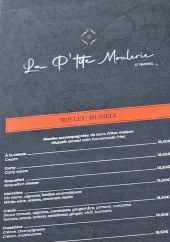 Menu La P'tite Moulerie - Les moules et menu enfants