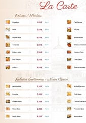 Menu Le Kashmir - Entrées et galettes indiennes 