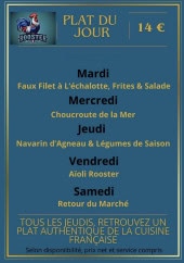 Menu The Rooster - Exemple de menu de la semaine