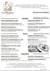 Menu La Pitance - La carte