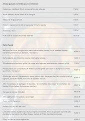 Menu Afrikesty - Les entrées et plats