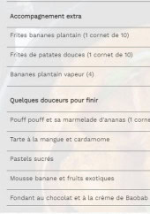 Menu Afrikesty - Les accompagnements et desserts