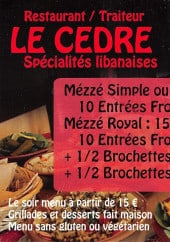 Menu Le Cèdre - Les plats et menus