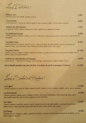 Menu Le Synopsis - entrées et salades