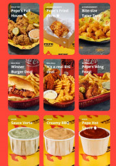 Menu Pepe Chicken - Menu mean deals, accompagnements et sauces