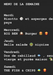 Menu Sevin - Exemple de menu de la semaine