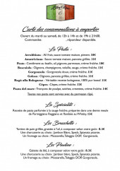 Menu Chez Rina - Les pastas, spécialités, ...