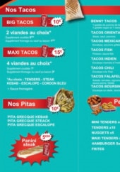 Menu Benny Burger - Le tacos, pitas et petites faims