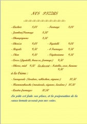 Menu La Murette - Pizzas