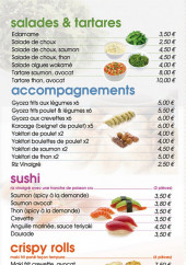 Menu Neko Sushi - Salades, tartare, sushi,....