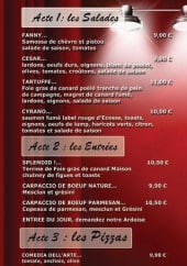 Menu Café théâtre - Les salades, entrées et pizzas 