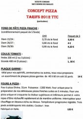 Menu Concept Pizza - Les tarifs