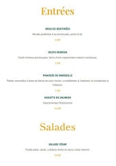 Menu Bistro Launa - Les entrées et salades