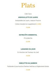 Menu Bistro Launa - Les plats