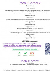 Menu Côteaux et  Fourchettes - Menu coteaux et menu enfant