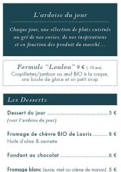 Menu Bistrot Jeannette - L' ardoise du jour, menu enfant et desserts