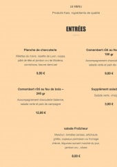 Menu La Storia - Les entrées