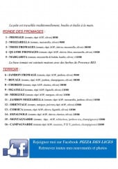 Menu Pizza Des Lices - Les pizzas