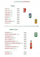 Menu Pizza chez Wilfrid - Les boissons, le chausson et les desserts