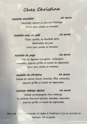 Menu Chez Christine - La carte