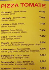 Menu Chez Nanard - Pizza tomate