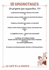 Menu Le café de la source - Les grignotages