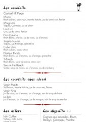 Menu Café de la Plage - Les cocktails, digestif et boissons chaudes