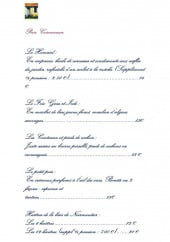Menu Les Prateaux - Les entrées