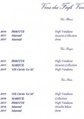 Menu Les Prateaux - Les vins
