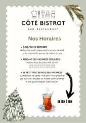 Menu Coté Bistrot - Les horaires
