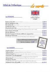 Menu L'atlantique - Les poissons et viandes