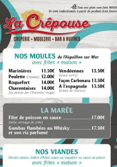 Menu La Crêpouse - Les moules, viandes et marée