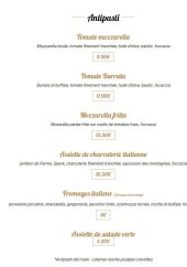 Menu La Trattoria - Les antipasti