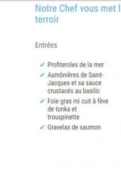 Menu Le Plaisance - spécialités mer et terroir