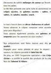 Menu Blé noir Belle Epoque - Les informations sur le crêperie