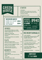 Menu GreenHouse - La carte