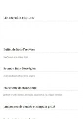 Menu La petite auberge - Les entrées froides