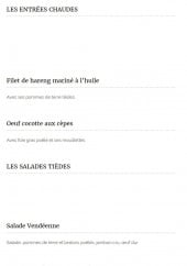Menu La petite auberge - Les entrées chaudes et salades tièdes