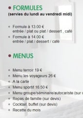 Menu Les Voyageurs - Les formules et menus