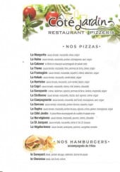 Menu Côté Jardin - pizzas, hamburgers